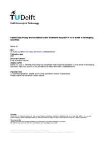 Factors Influencing the Household Water Treatment Adoption in Rural Areas in Developing Countries