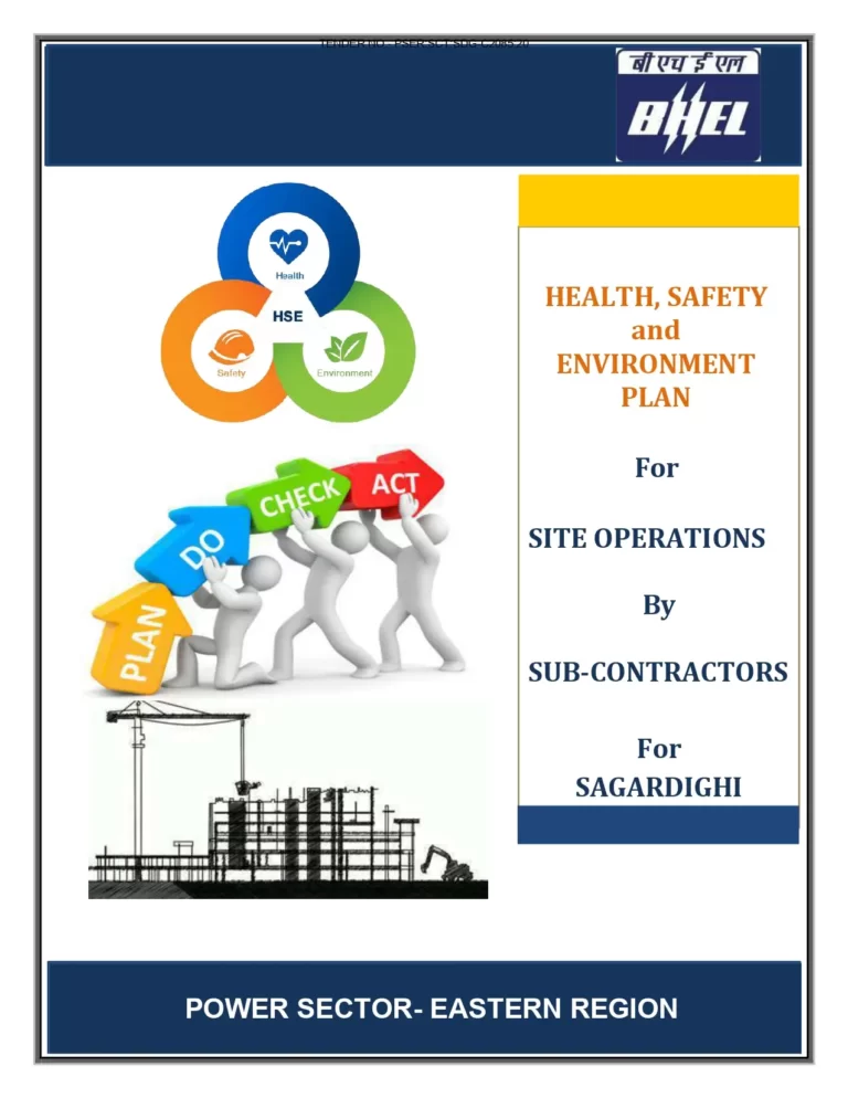 Health, Safety And Environment Plan For Site Operations By Sub-Contractors For Sagardighi