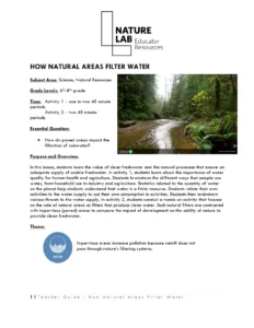 How Natural Areas Filter Water Teacher Guide