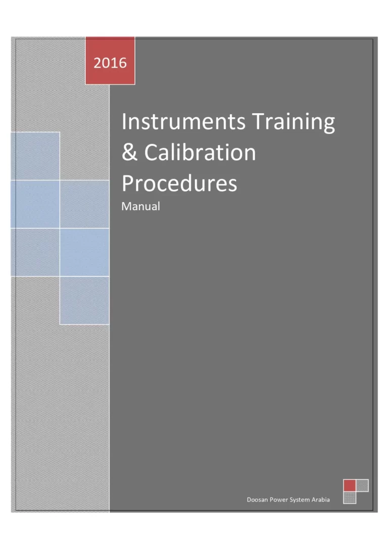Instruments Training & Calibration Procedures