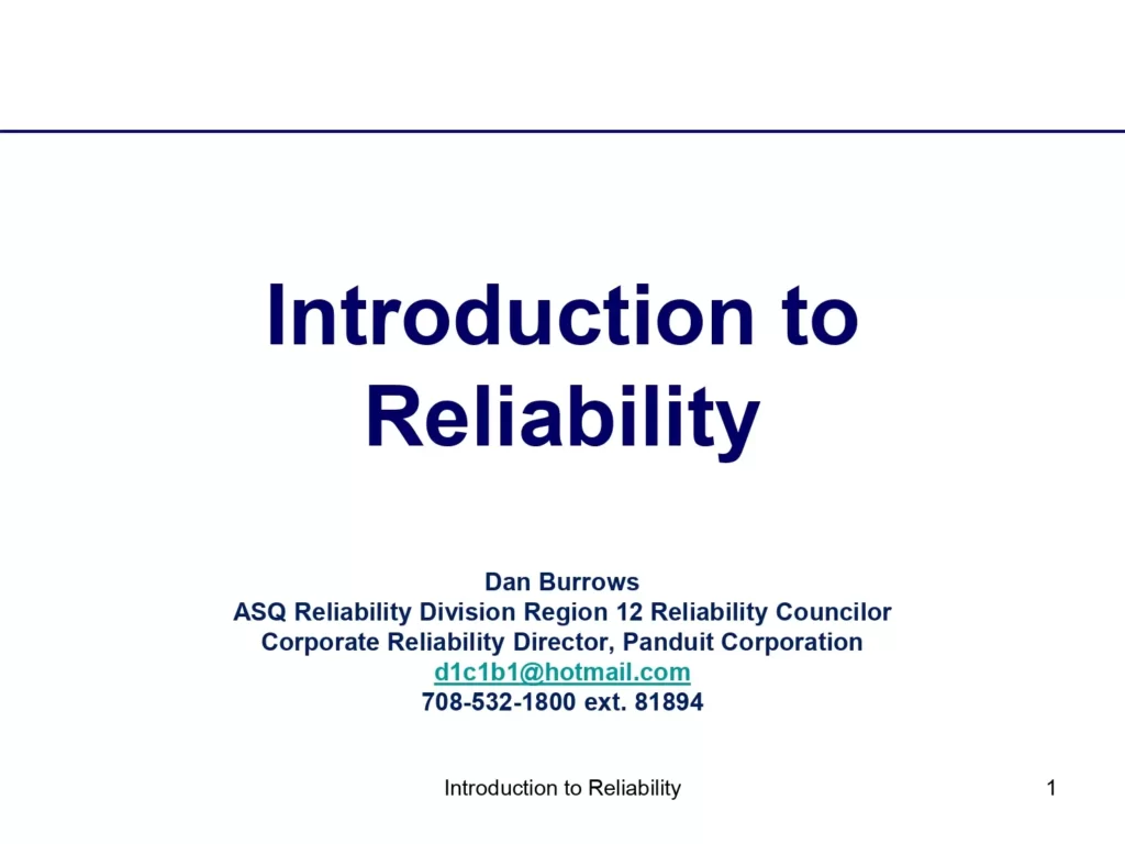 Introduction to Reliability