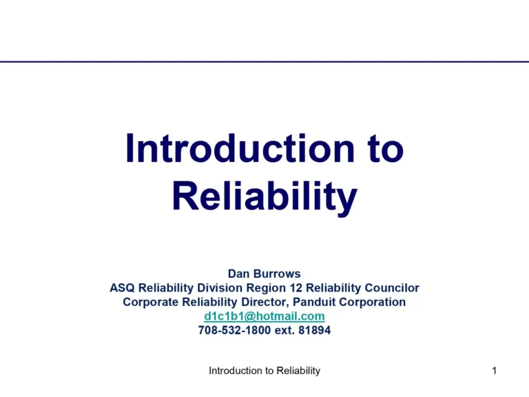 Introduction to Reliability