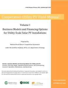 Cooperative Utility PV Field Manual (Volume I)