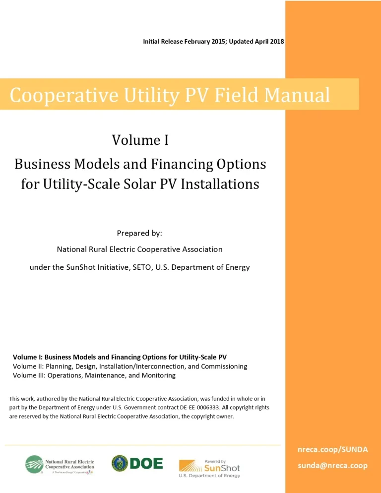 Cooperative Utility PV Field Manual (Volume I)
