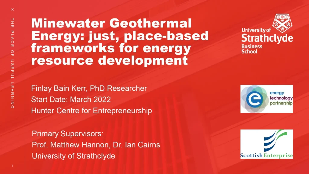 Minewater Geothermal Energy - Just, Place-Based Frameworks For Energy Resource Development