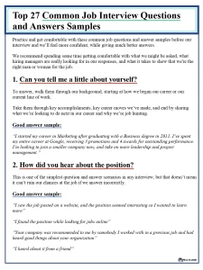 Top 27 Common Job Interview Questions and Answers Samples