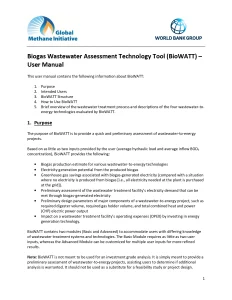 Biogas Wastewater Assessment Technology Tool (BioWATT) – User Manual