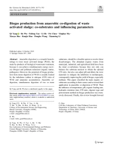 Biogas Production from Anaerobic Co-Digestion of Waste Activated Sludge Co-Substrates and Influencing Parameters