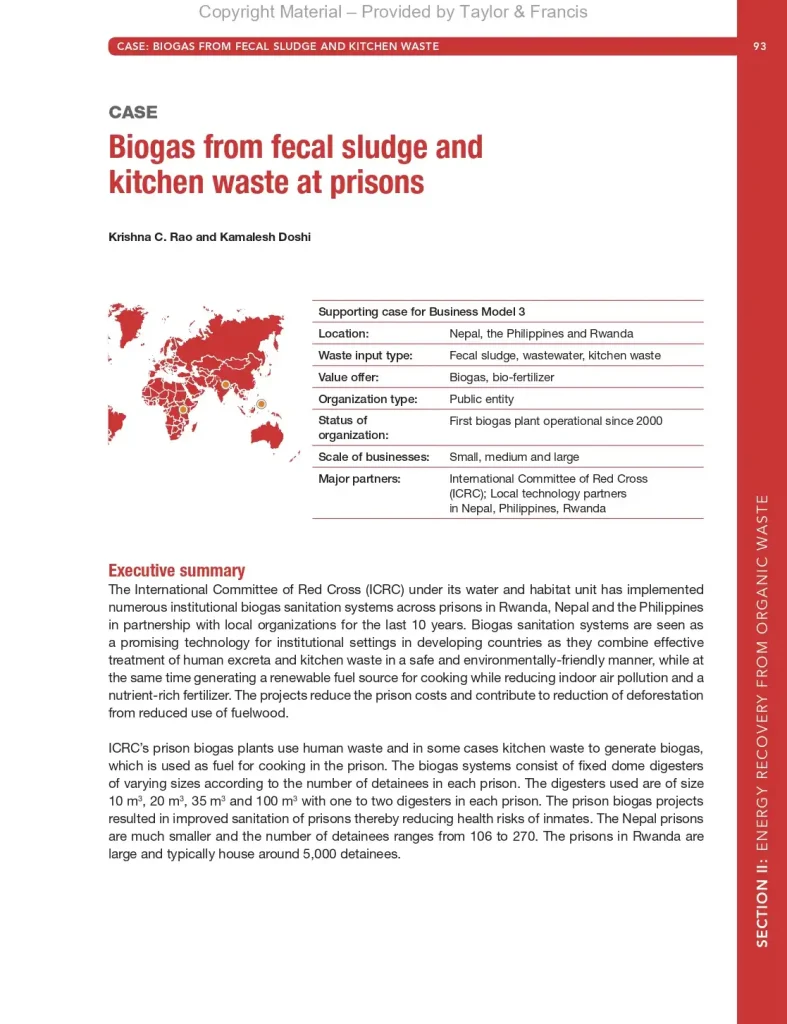Case Biogas from Fecal Sludge and Kitchen Waste at Prisons