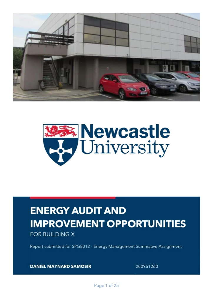 Energy Audit and Improvement Opportunities for Building X