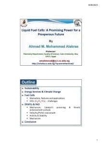 Liquid Fuel Cells a Promising Power for a Prosperous Future