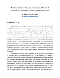 Membrane Filtration Processes for Wastewater Treatment