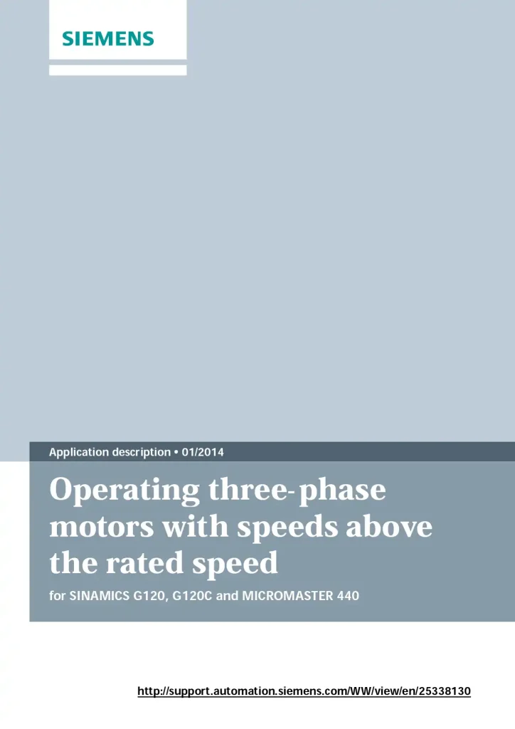 Operating Three-Phase Motors with Speeds above The Rated Speed