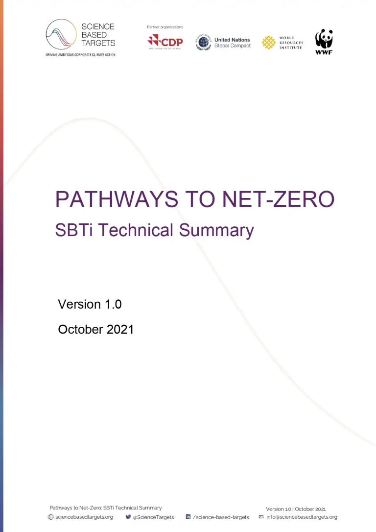 Pathway to Net-Zero SBTi Technical Summery