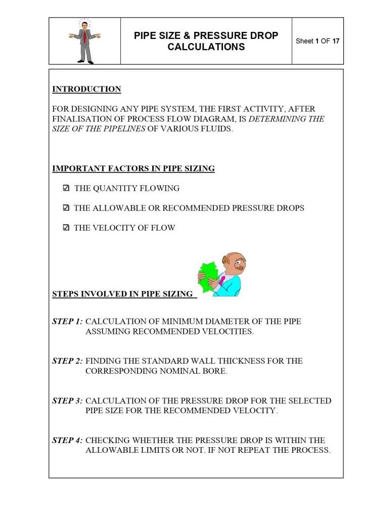Pipe Size & Pressure Drop Calculations
