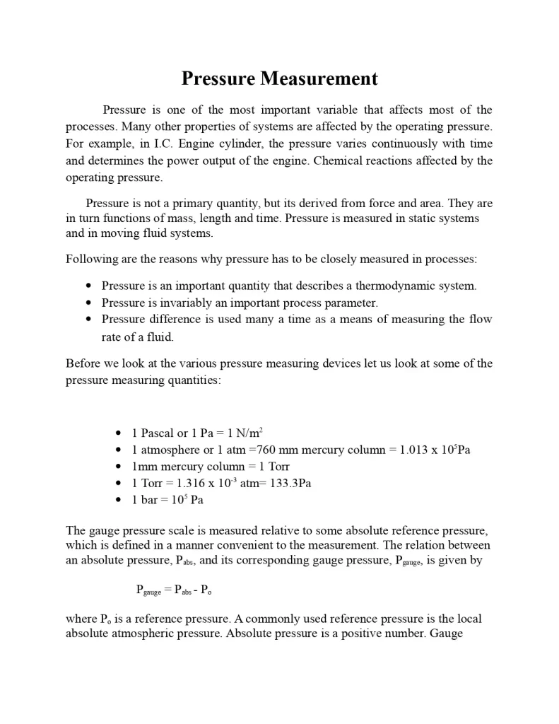 Pressure Measurement