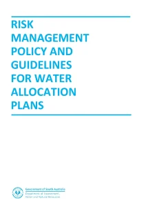 Risk Management Policy and Guidelines for Water Allocation Plans
