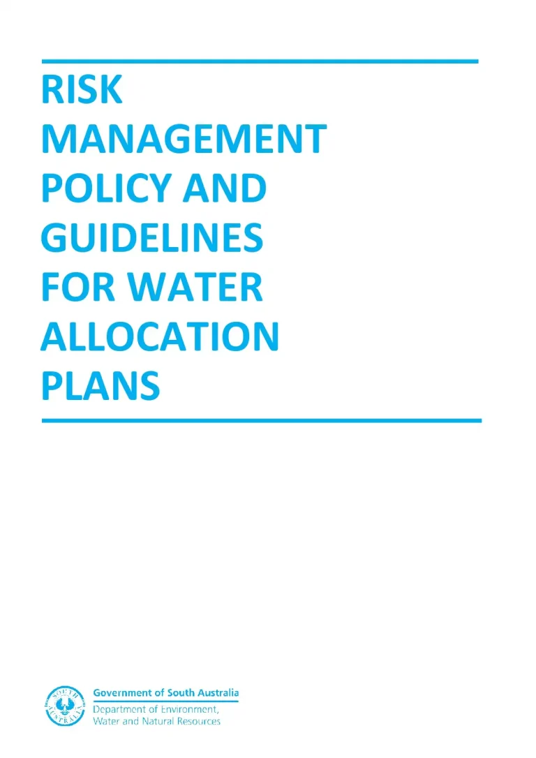 Risk Management Policy and Guidelines for Water Allocation Plans