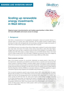 Scaling up Renewable Energy Investments in West Africa