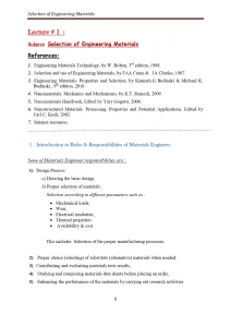 Selection of Engineering Materials
