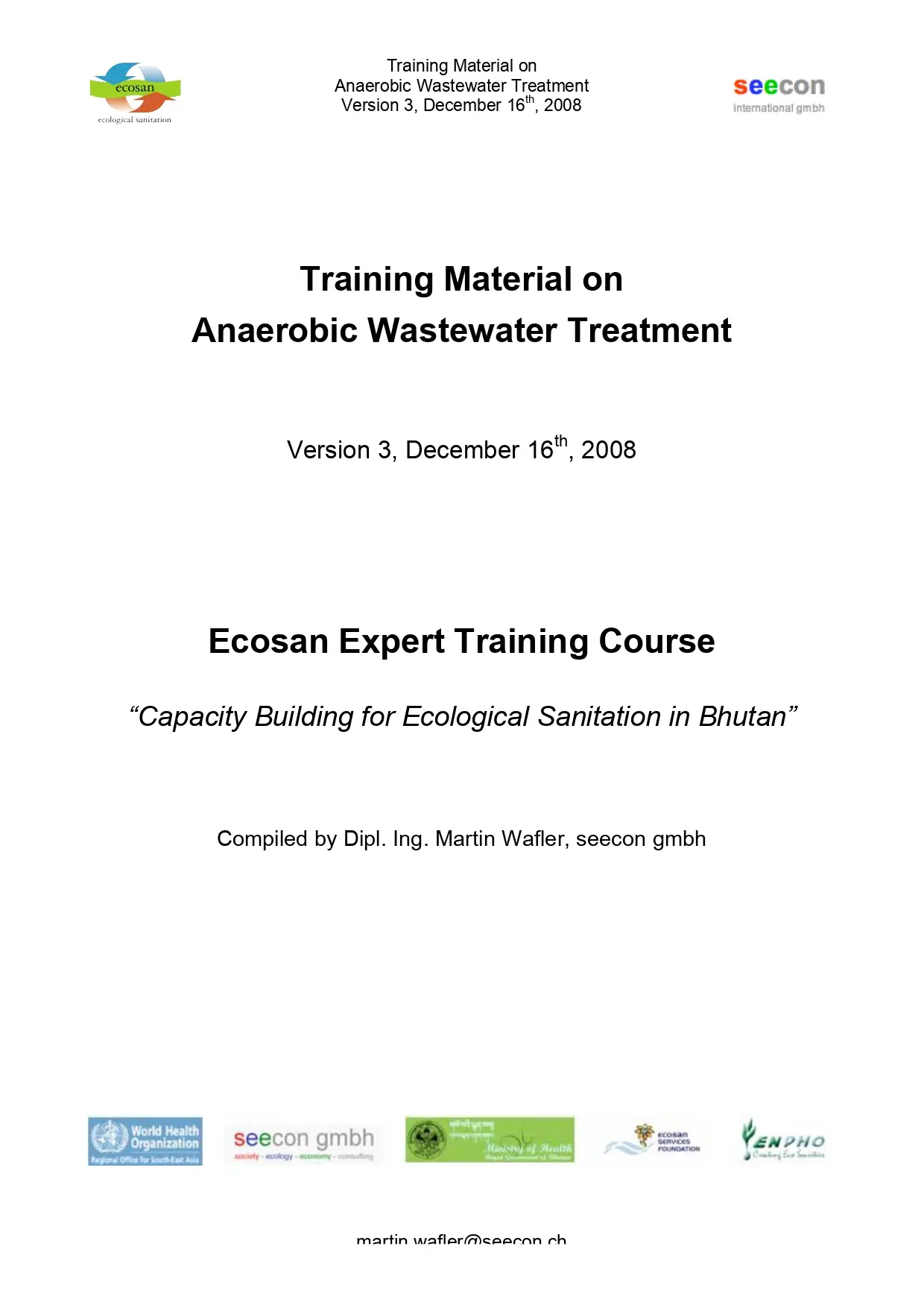 Training Material on Anaerobic Wastewater Treatment