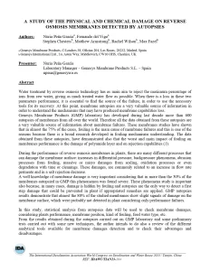 A Study Of The Physical And Chemical Damage On Reverse Osmosis Membranes Detected By Autopsies