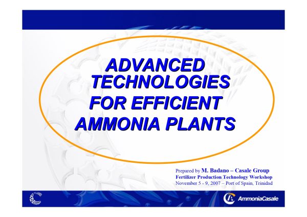 Advanced Technologies for Efficient Ammonia Plants