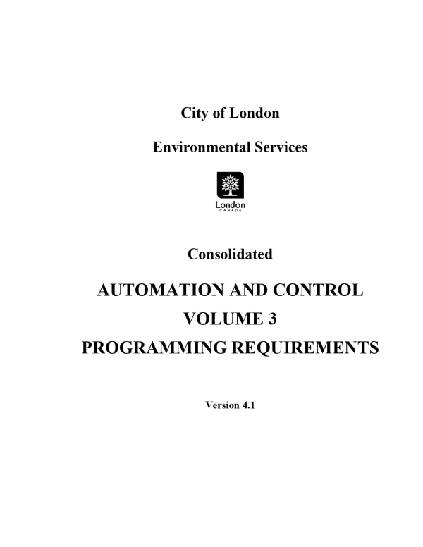 Automation And Control Volume 3 Programming Requirements