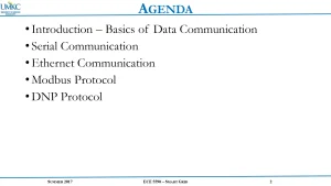 Basics of Data Communication Serial Communication Ethernet Communication Modbus Protocol DNP Protocol