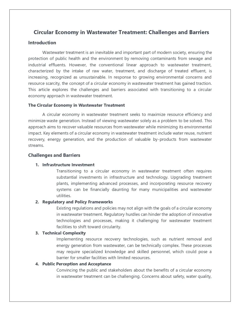 Circular Economy in Wastewater Treatment