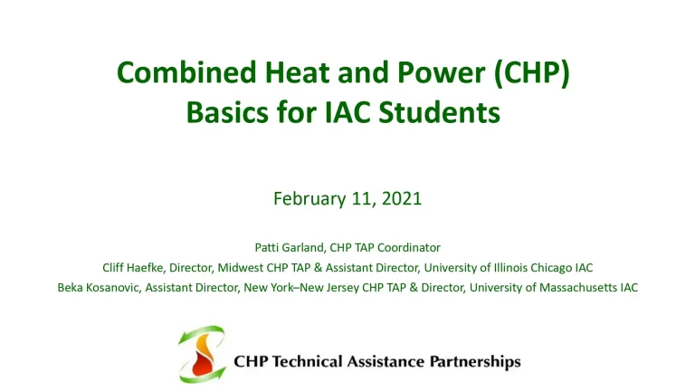 Combined Heat and Power (CHP) Basics for IACs