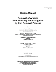 Design Manual Removal of Arsenic from Drinking Water Supplies by Iron Removal Process