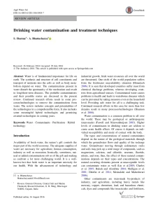 Drinking Water Contamination And Treatment Techniques