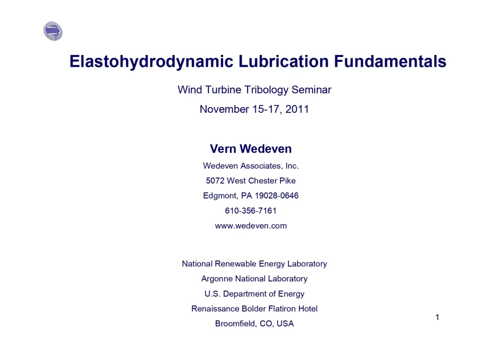 Elastohydrodynamic Lubrication Fundamentals