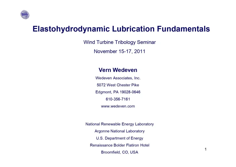 Elastohydrodynamic Lubrication Fundamentals