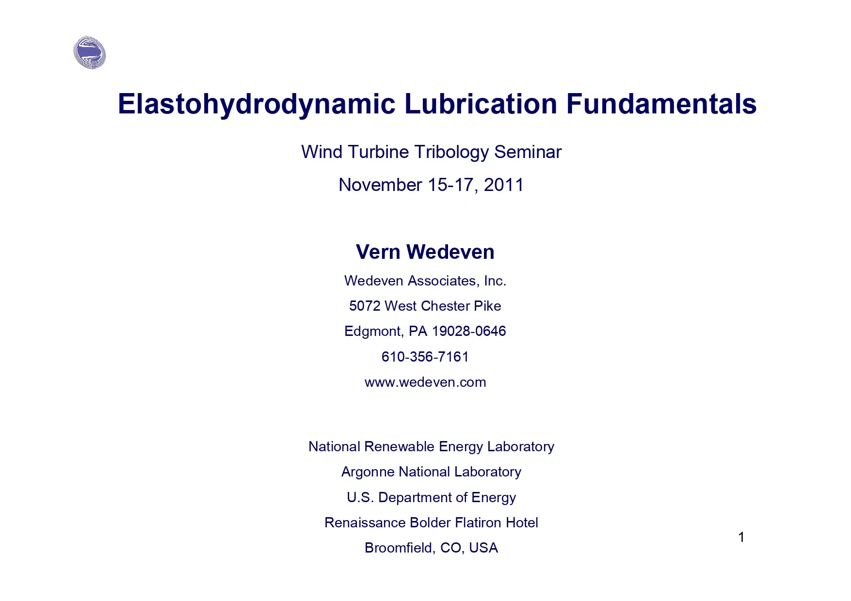 Elastohydrodynamic Lubrication Fundamentals