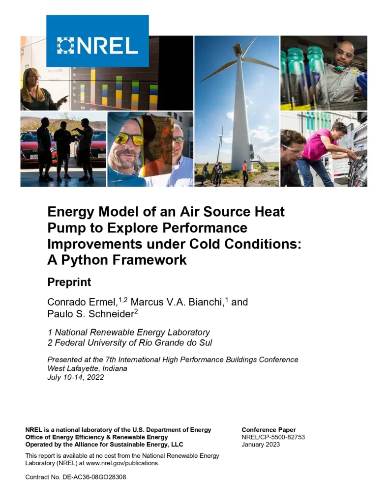 Energy Model of an Air Source Heat Pump to Explore Performance Improvements under Cold Conditions