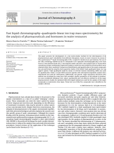 Fast Liquid Chromatography–Quadrupole-Linear Ion Trap Mass Spectrometry For The Analysis Of Pharmaceuticals And Hormones In Water Resources