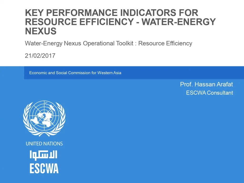 Key Performance Indicators for Resource Efficiency -Water Energy Nexus