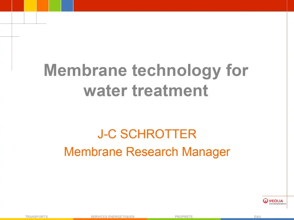 Membrane Technology for Water Treatment