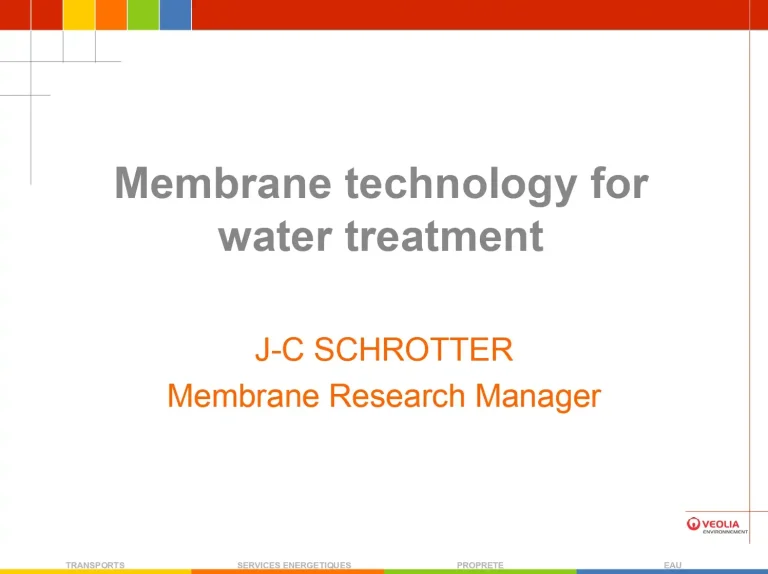 Membrane Technology for Water Treatment