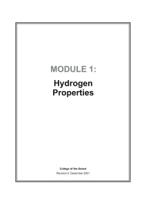 Module 1 Hydrogen Properties