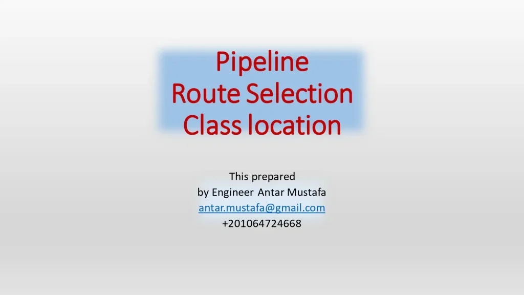 Pipeline Route Selection Class location