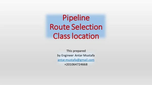 Pipeline Route Selection Class location
