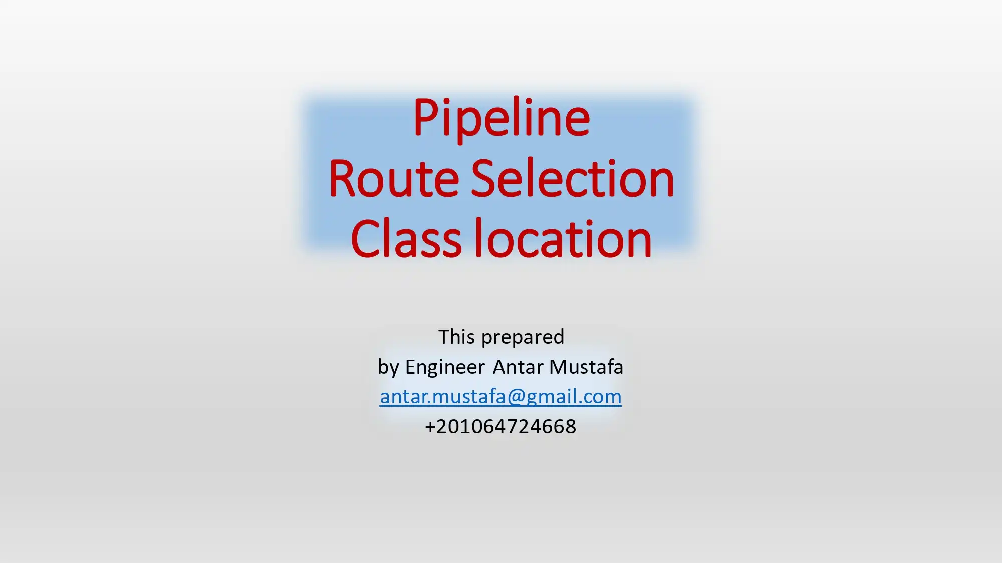 Pipeline Route Selection Class location