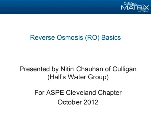 Reverse Osmosis (RO) Basics