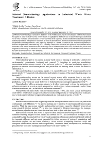 Selected Nanotechnology Applications In Industrial Waste Water Treatment: A Review