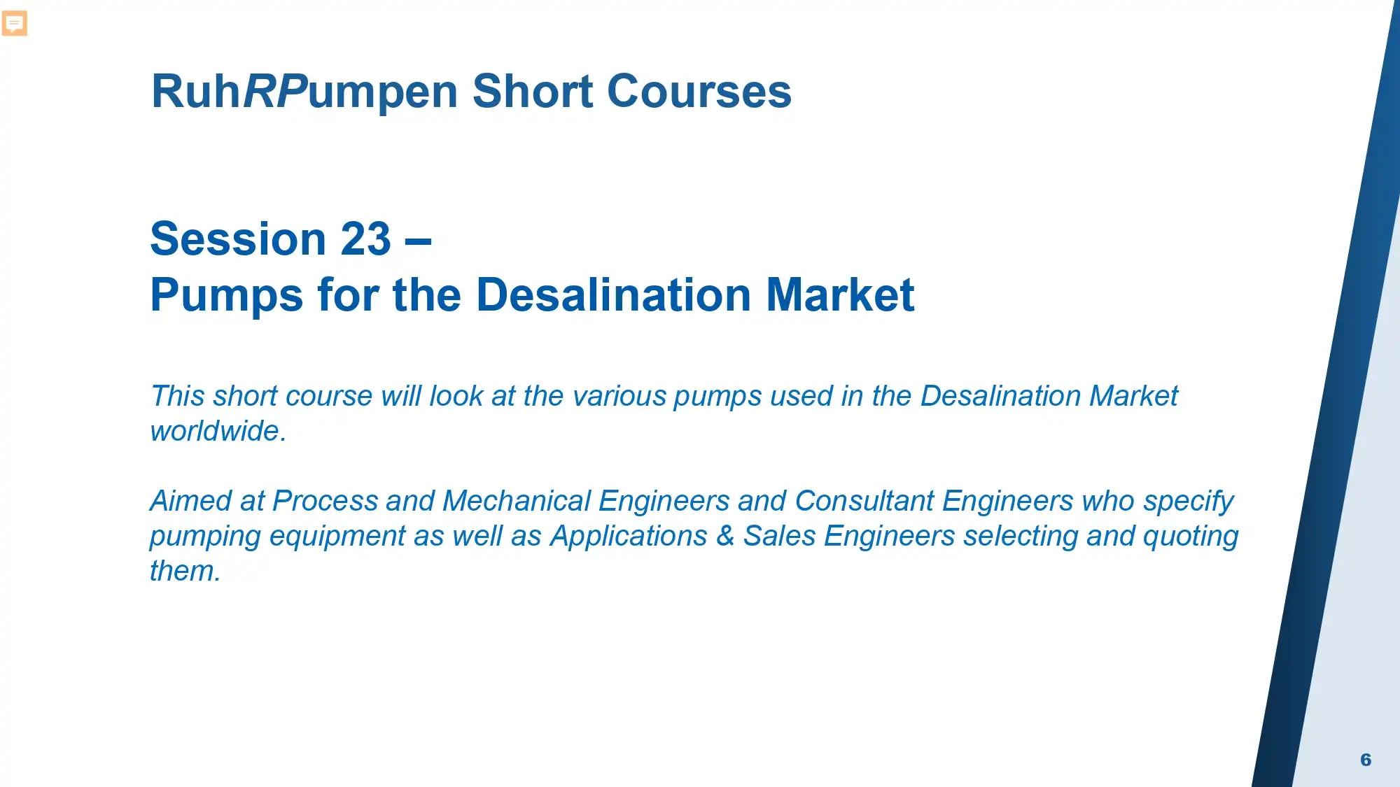 Session 23 –Pumps for the Desalination Market