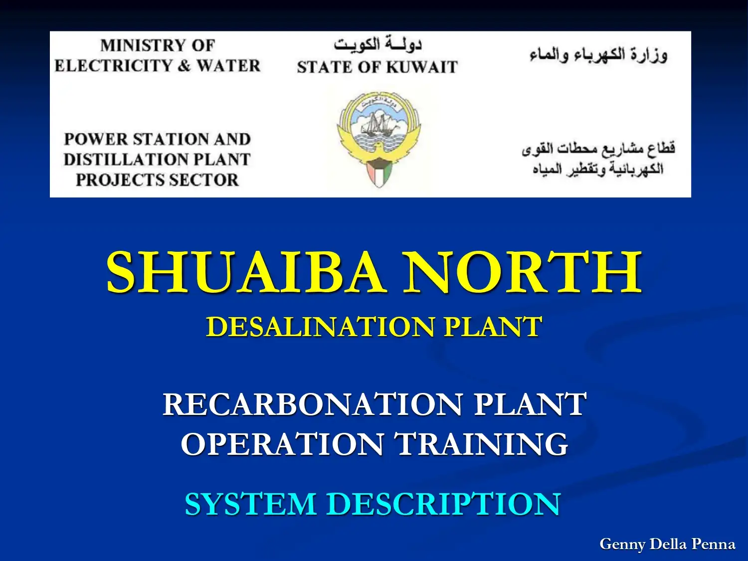 Shuaiba North Desalination Plant Recarbonation Plant Operation Training ( System Description )