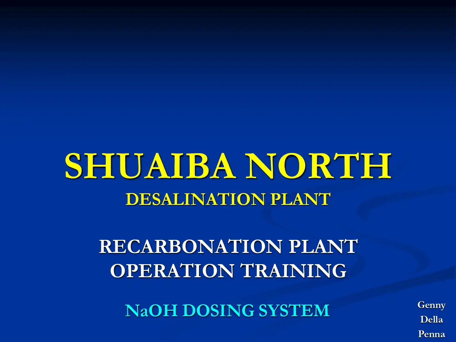 Shuaiba North Desalination Plant Recarbonation Plant Operation Training( NAOH Dosing System )